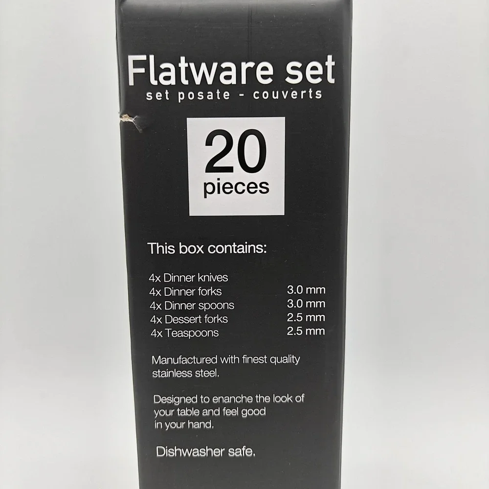 Brandani Italy Drop 20 Piece Stainless Steel Flatware Set Service for 4 NEW